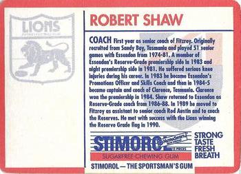 1991 Scanlens Stimorol #132 Robert Shaw Back